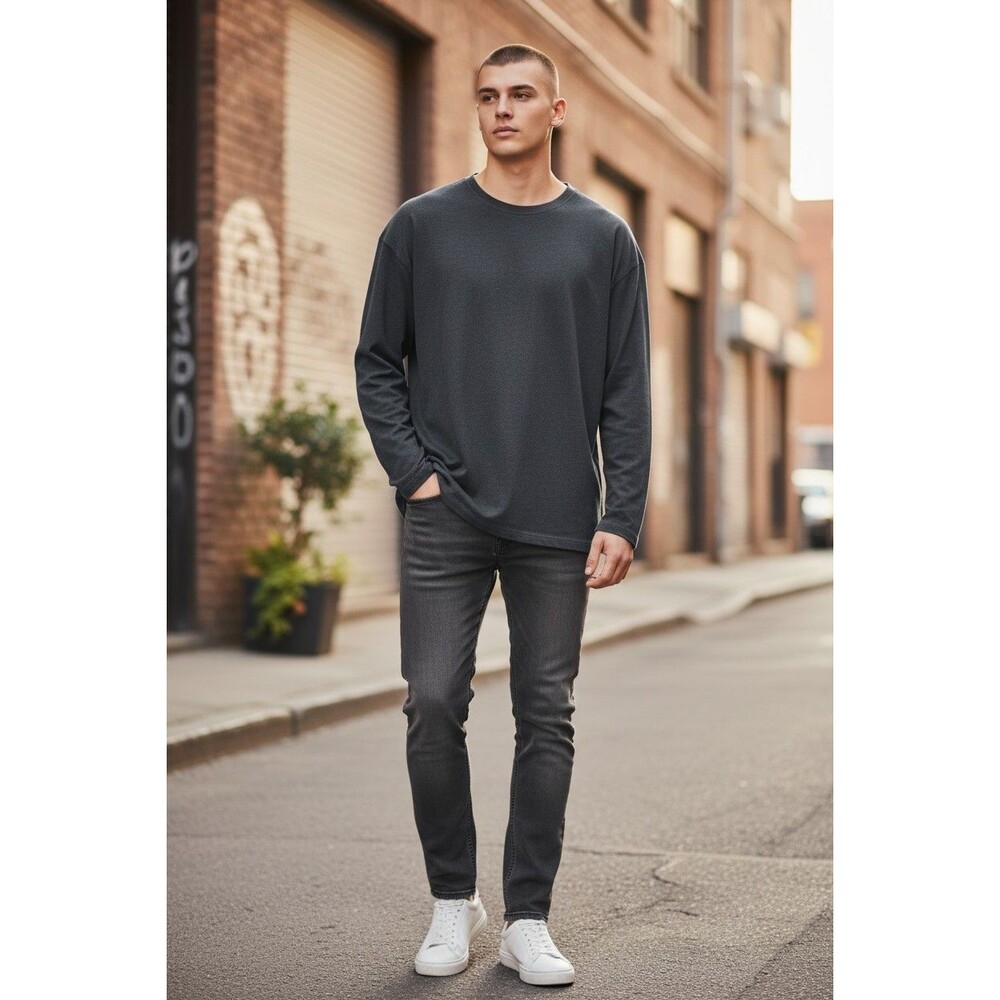 Old Navy Mens  XXL Blue Soft Washed Waffle-Knit Long Sleeve T-Shirt NWT